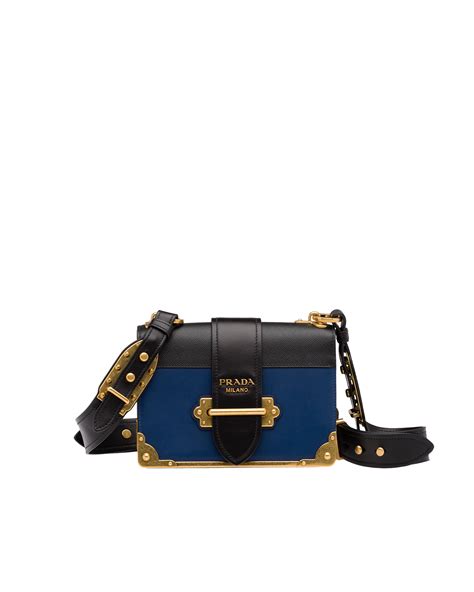 prada small cahier notebook|Bright Blue/black Prada Cahier leather bag .